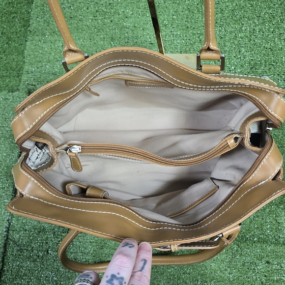 TALBOTS | POSTCARD RESORT CRUISE LARGE TRAVEL SATCHEL COTTON CANVAS VEGAN BAG - Picture 12 of 16